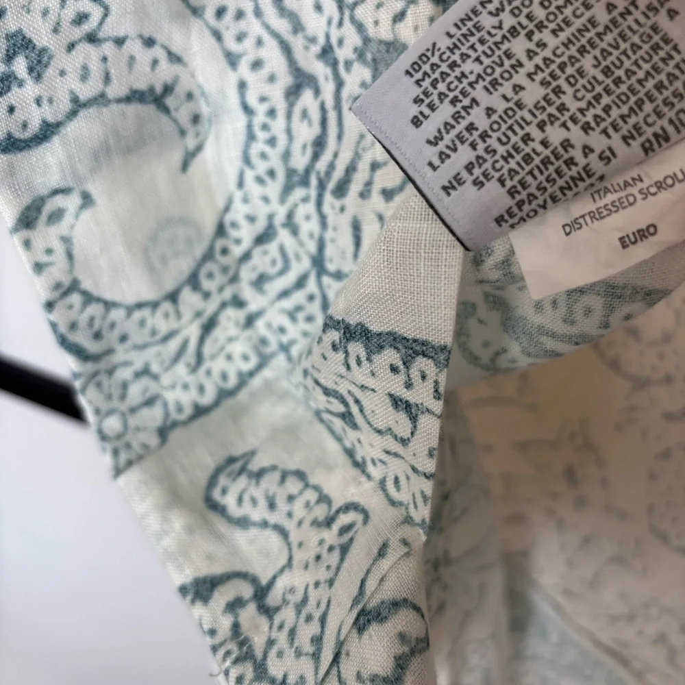 Restoration Hardware Linen Euro Sham Made In Italy Distressed Scroll~1 Sham ONLY